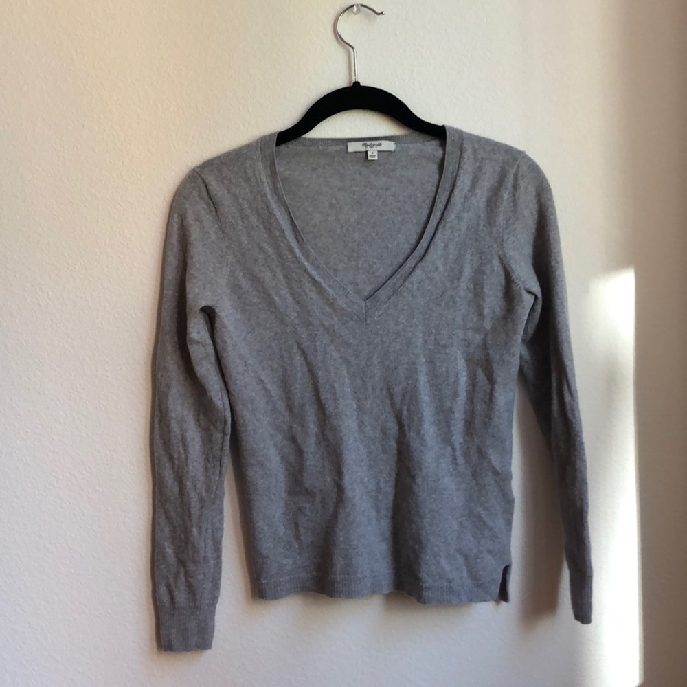 Madewell Gray V-Neck Sweater